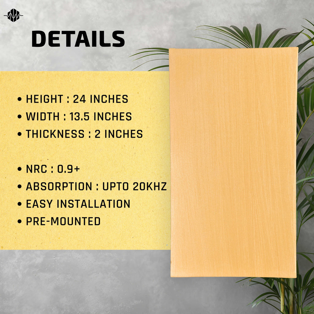 Artiqtone Audio Labs - Rockwool Acoustic Sound Proofing Panels - BEIGE | 24" x 13.5" x 2" | NRC - 0.9