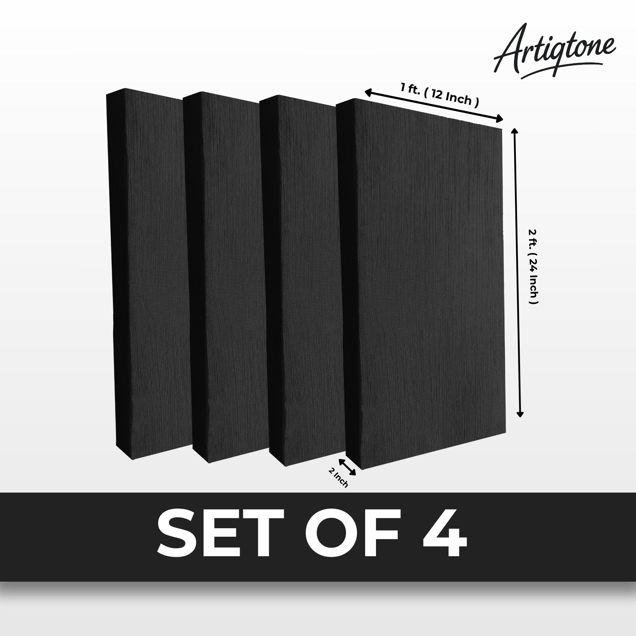 Set of 4 Rockwool Acoustic Panels (Black)